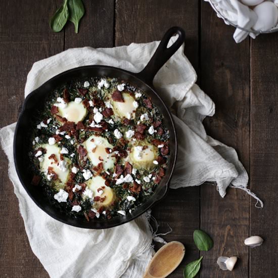 Spinach, Bacon and Egg Skillet