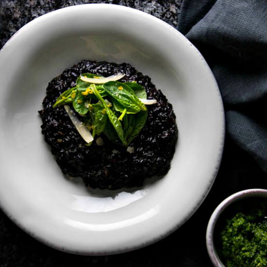 Black Rice w/ Spinach & Wild Garlic