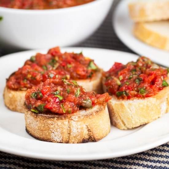 Easy Caper Tomato Bruschetta