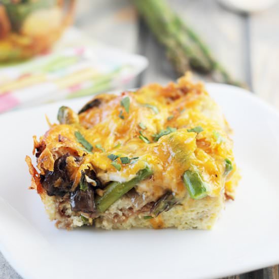 Mushroom and Asparagus Strata
