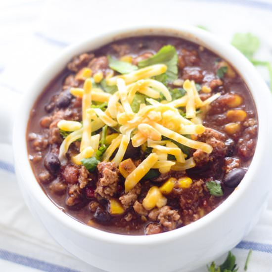 Turkey, Corn and Black Bean Chili