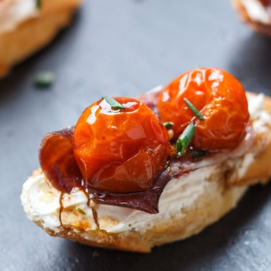 Cherry Tomato and Prosciutto Toasts