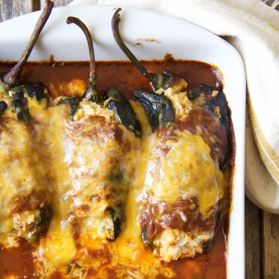 Chicken – Rice Stuffed Poblanos