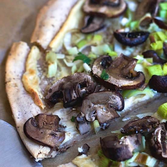 Mushroom & Leek Flatbread Pizza