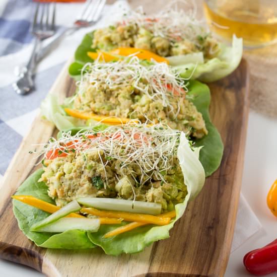 Avocado Chickpea Lettuce Wraps