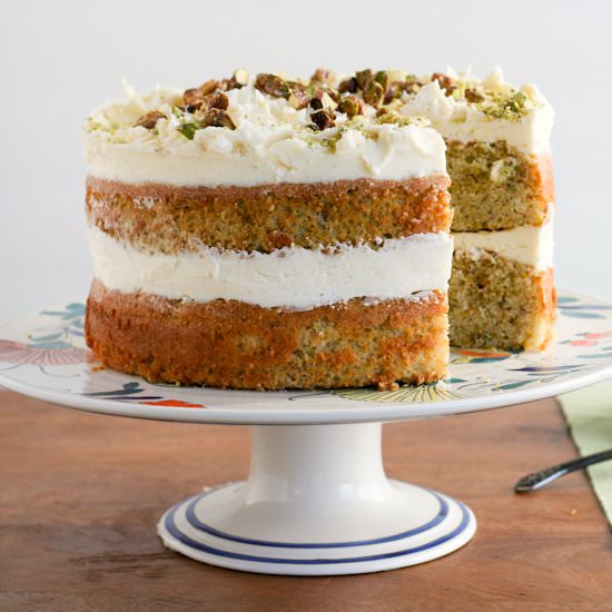Pistachio cardamom cake