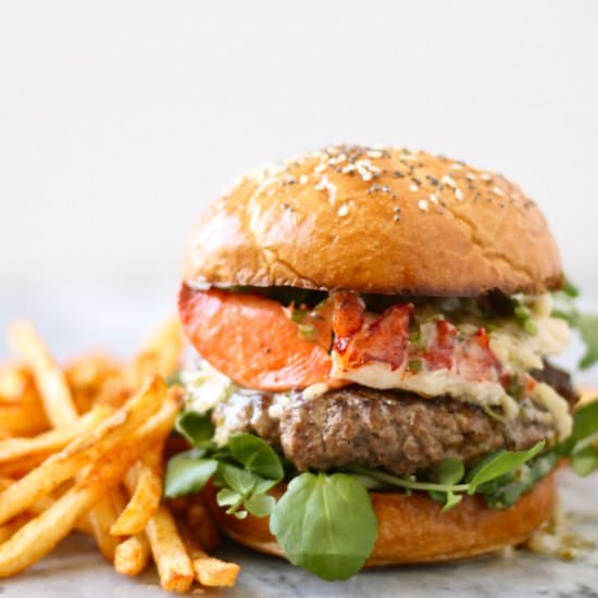 Lobster topped burger