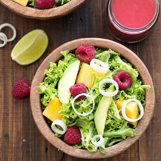 Avocado mango raspberry salad