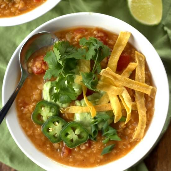 Red Lentil Taco Soup