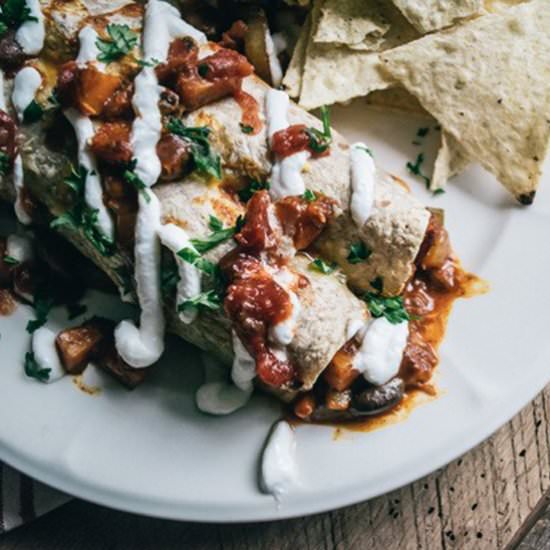 Butternut & Black Bean Enchiladas