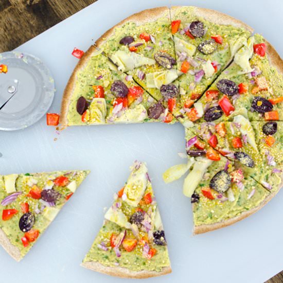 Spinach Hummus Pizza