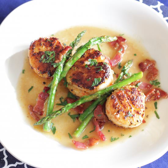 Scallops with Bacon and Asparagus