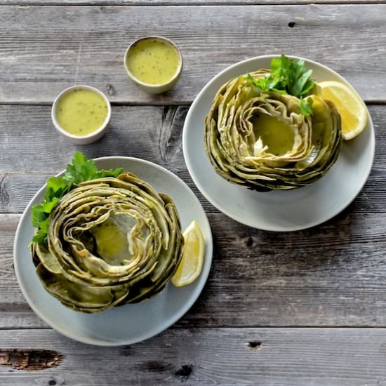 Artichokes and Lemon Parsley Butter