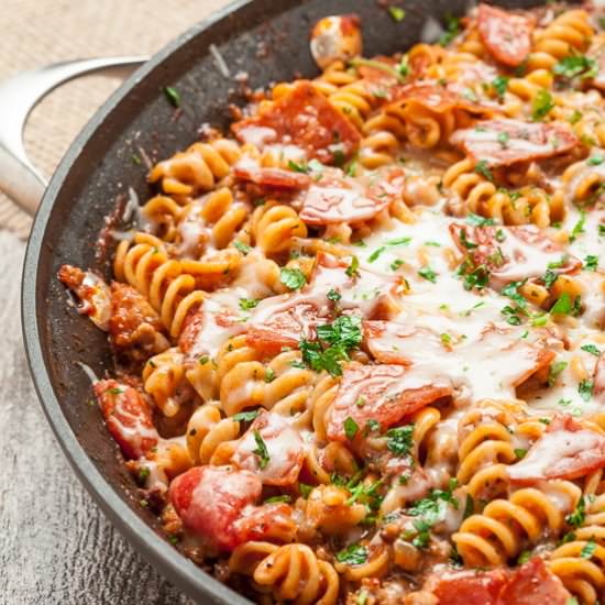 One pot pizza pasta