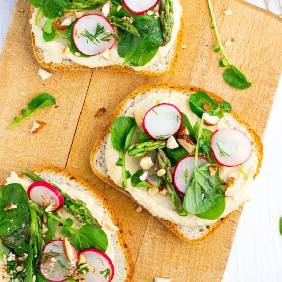 Fresh Spring Toasts with Hummus