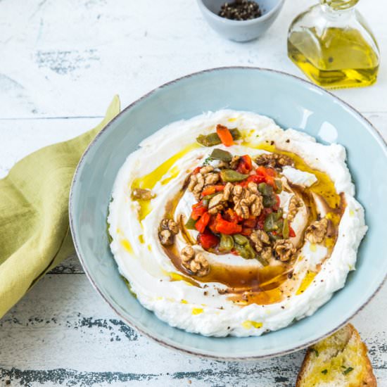 Roasted Garlic Labneh Pepper Relish