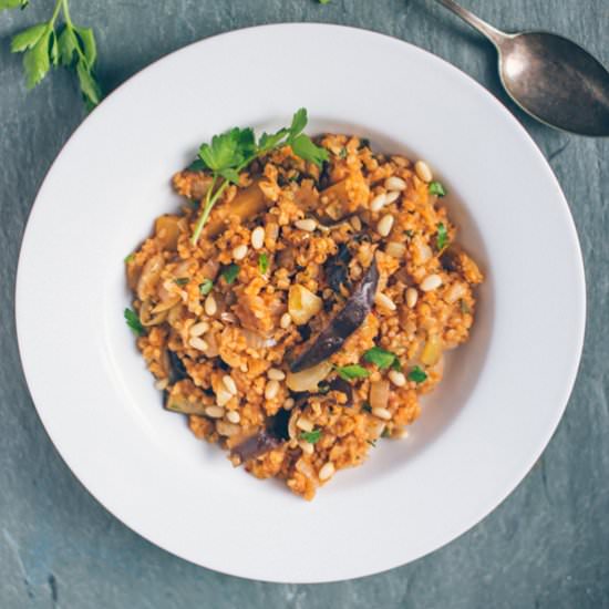 Italian Roasted Eggplant Tabbouleh