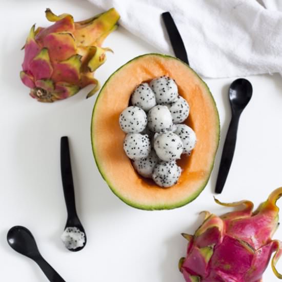 Cantaloupe Dragon Fruit Boats