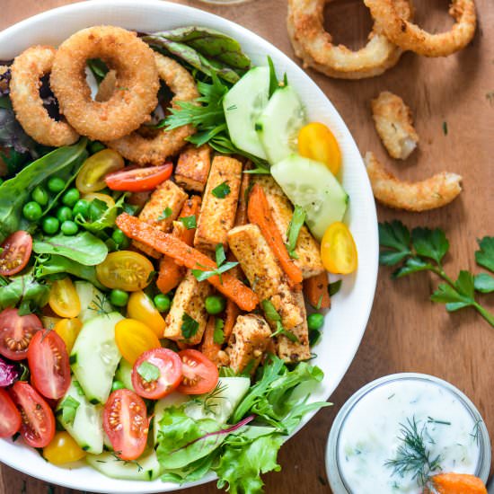 Tofu and Fries Shawarma Salad Bowl