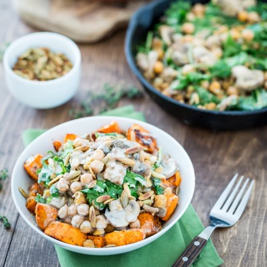 Cheesy Sweet Potato & Chickpea Bowl