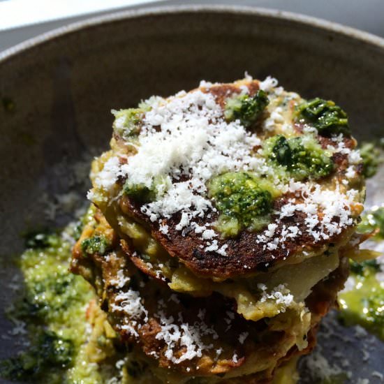 Potato Patties with Kale Pesto