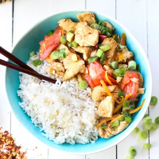 Orange Chicken and Tomato Stir Fry