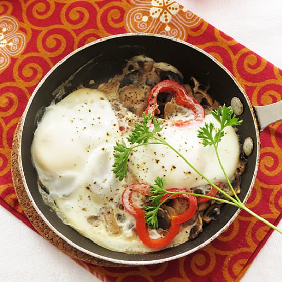 Red Pepper Poached Eggs
