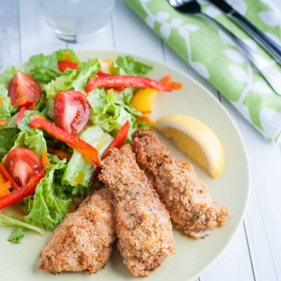 Mayo and Parm Baked Chicken Fingers