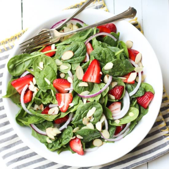 Strawberry Almond Spinach Salad