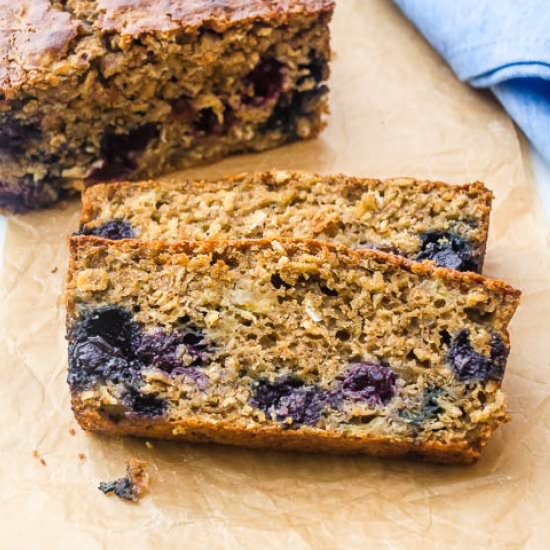 Banana Blueberry Oatmeal Bread