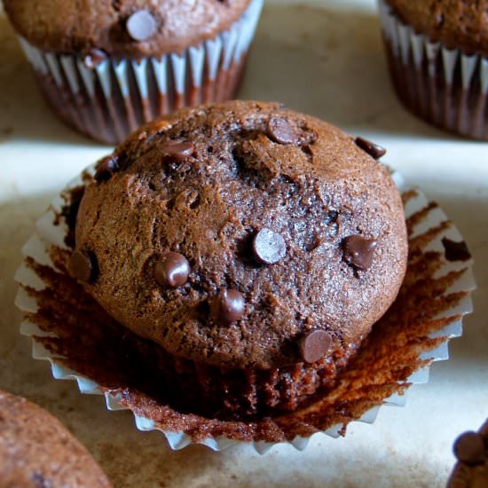 One Bowl Chocolate Banana Muffins