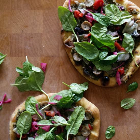 Naan Pizza with Broccoli Pesto
