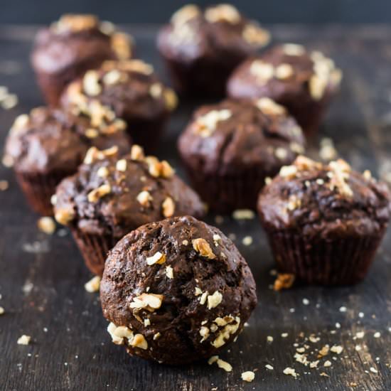 Eggless Chocolate Banana Muffins