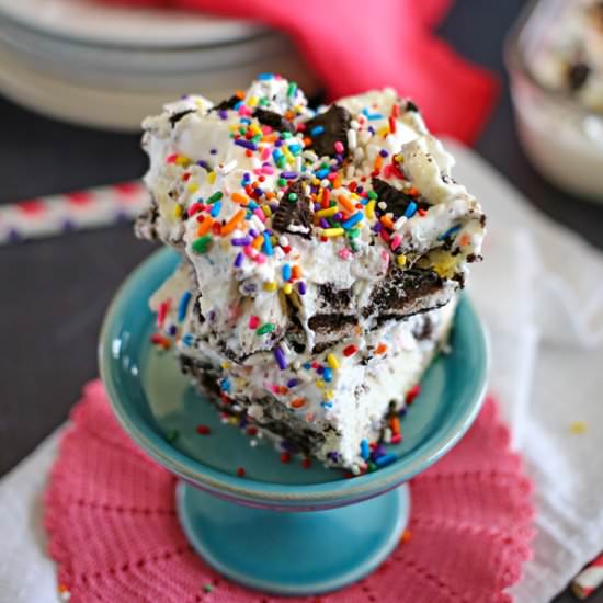 Cake Batter Oreo Cheesecake Dessert