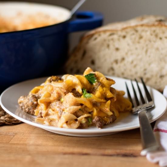 Cheesy Sour Cream Noodle Bake