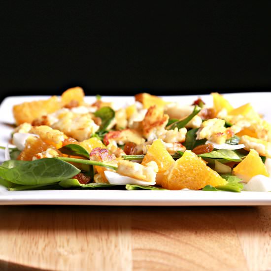 Spinach Salad with Sauteed Halloumi