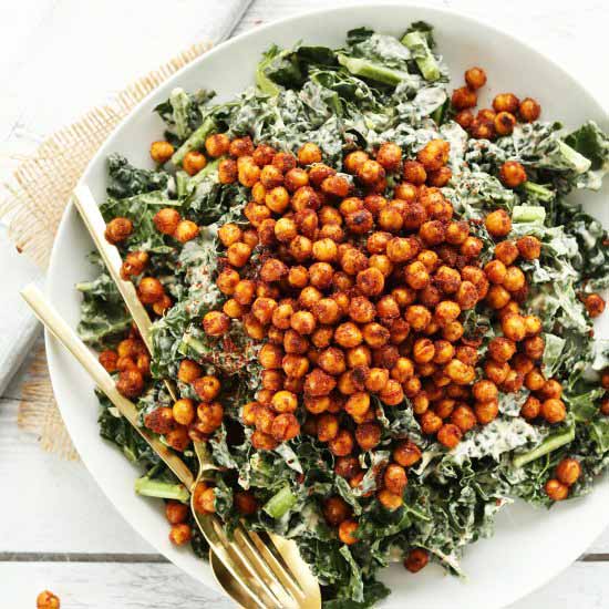 Garlicky Kale Salad with Chickpeas