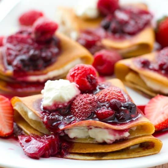Mixed Berry Cream Crepes