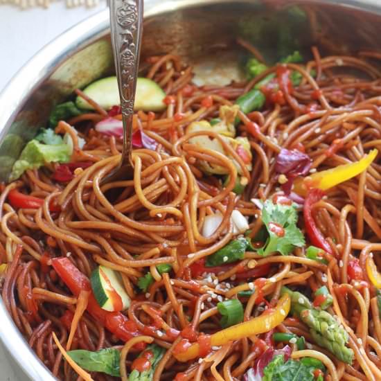 Rainbow Thai Peanut Noodles