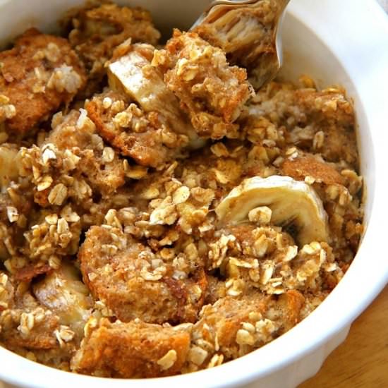Banana Oat Baked French Toast