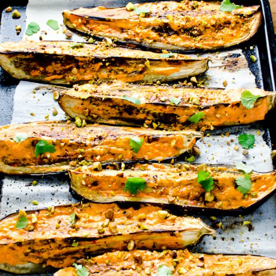 Roasted Eggplant w/ Creamy Harissa