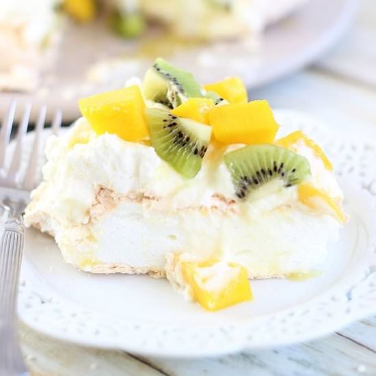 Coconut Pavlova with Mango-Kiwi