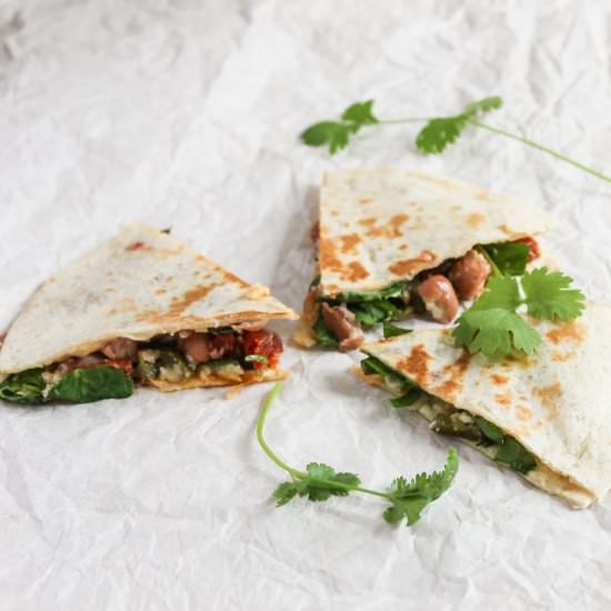Chorizo and Spinach Quesadillas