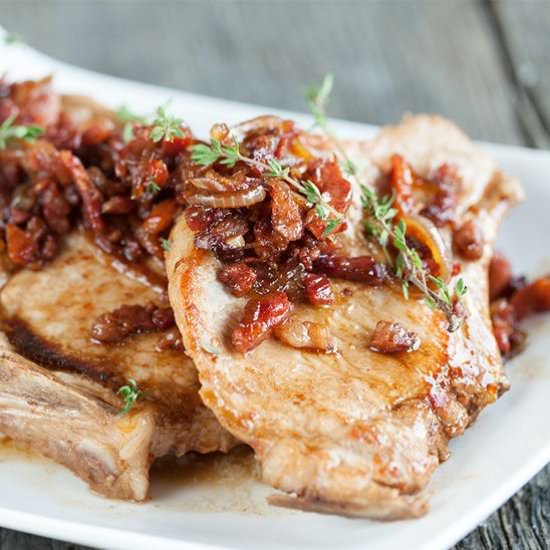 Pork Chops Bacon Caramelized Onions
