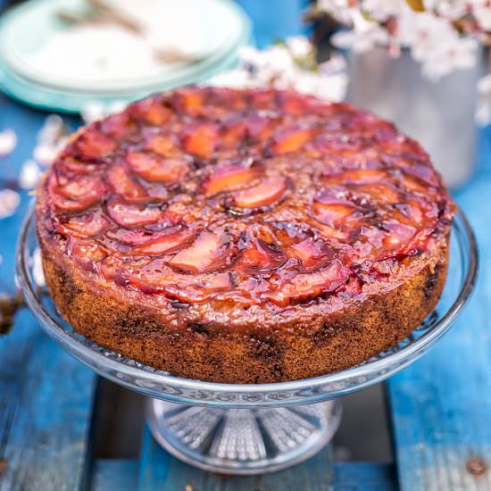 Spiced Plum Upside-Down Cake