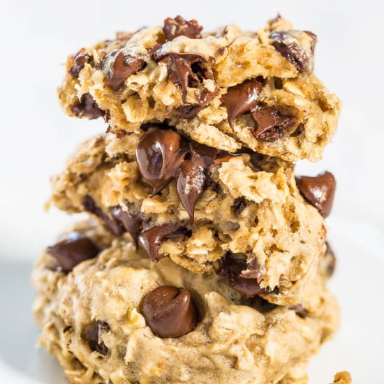 Banana Oatmeal Choc Chip Cookies