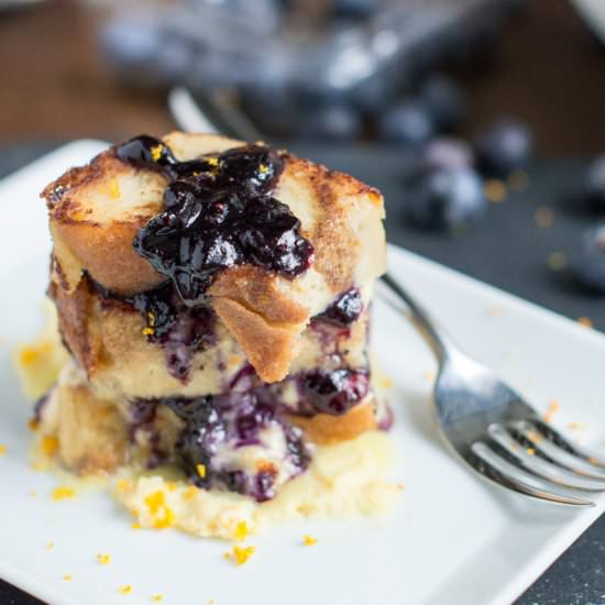 Bread Pudding w/ Blueberry Compote