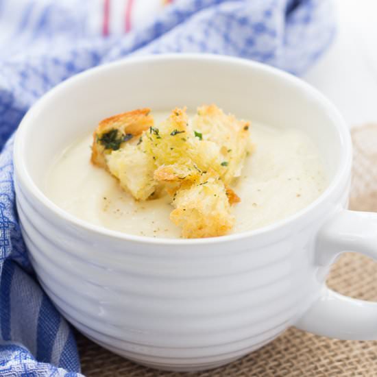 Potato Soup with Herb Croutons