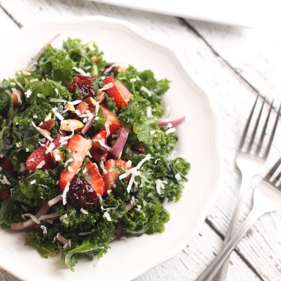 Strawberry Coconut Kale Salad
