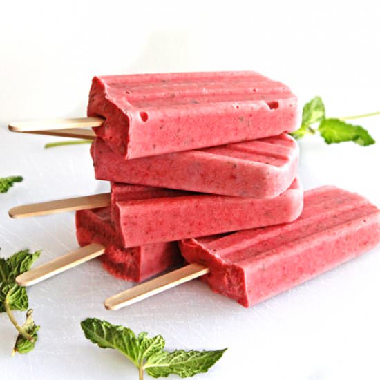 Strawberry Basil Ricotta Popsicles